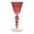Antique Austrian Cranberry Glass Engraved Glass Toasting Goblet For Sale