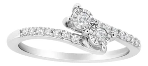 10K White Gold 1/4 Cttw Miracle Set Round Cut Diamond Two-Stone Ring (H-I Color, I2 Clarity) - Size 6