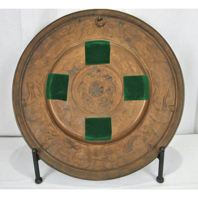 Antique Large Copper Finish Zodiac Charger Wall Hanger Foundry Stamp For Sale - Image 10 of 11