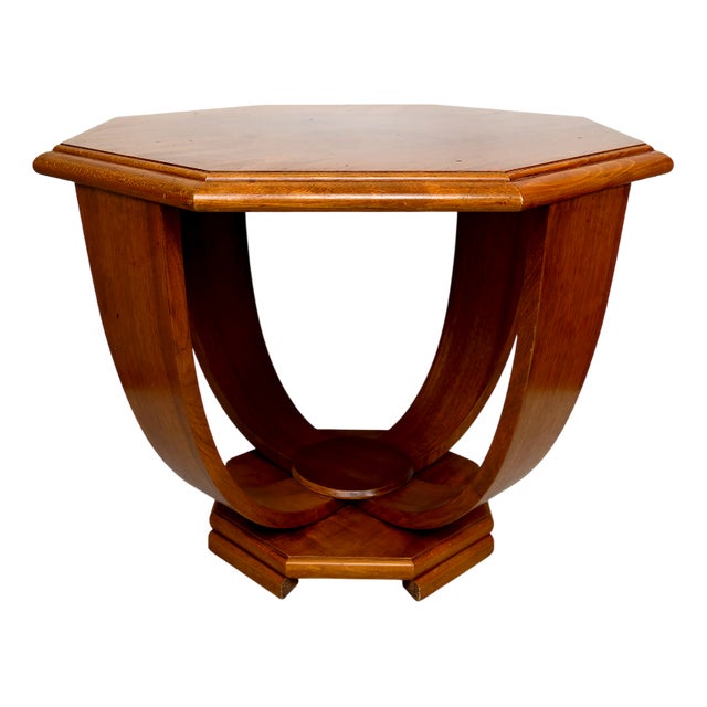 Modernist Art Deco Octagonal Walnut Side Table, France, 1930s For Sale