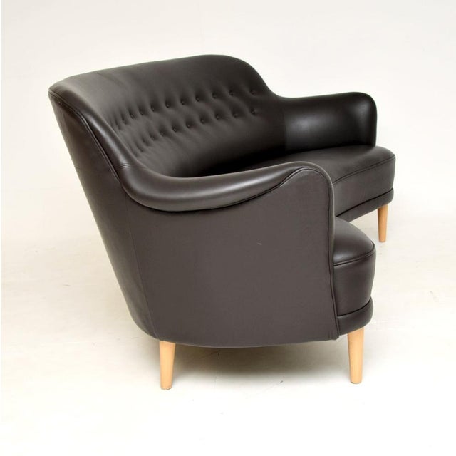 1960s Swedish Leather Sams Sofa by Carl Malmsten for O.H. Sjögren, 1960s For Sale - Image 5 of 11