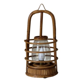 Vintage Rattan Lantern Lamp, 1960s For Sale