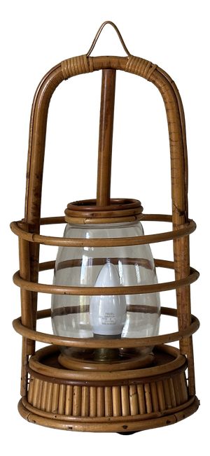Vintage Rattan Lantern Lamp, 1960s
