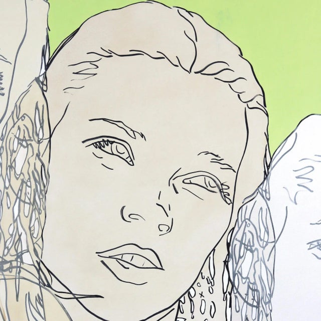 Untitled (Green, Pink, Ivory, Pearl Kate) - Original Figurative Artwork for Sale on Canvas by Hilary Bond For Sale In Los Angeles - Image 6 of 11