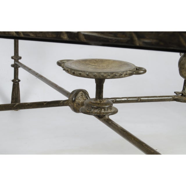 1940s Giacometti-Style Expressionist Iron Square Coffee Table With Birds, France For Sale - Image 6 of 10
