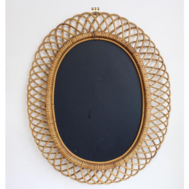 Vintage Italian Rattan Wall Mirror, 1960s For Sale - Image 13 of 14
