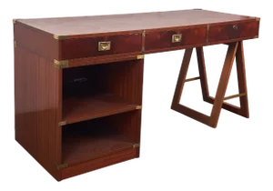Italian Naval Wood and Brass Desk, 1960s