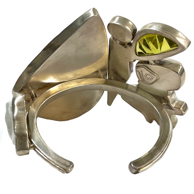 Vintage Statement Brutalist Cuff - Sterling Silver - Semi-Precious Gems - Studio Greytak Montana For Sale - Image 12 of 14