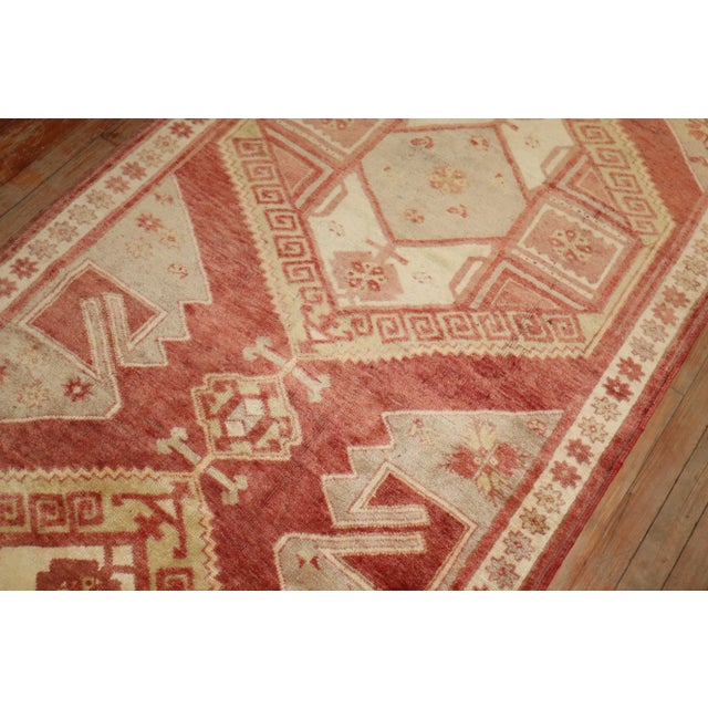 Red Vintage Geometric Turkish Konya Rug - 3'11" x 11'4" For Sale - Image 8 of 10
