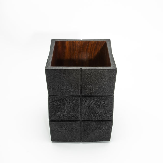 R & Y Augousti Waste Bin in Black Shagreen by R&y Augousti For Sale - Image 4 of 5