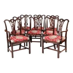 Set of 8 Chippendale Style Mahogany Dining Room Chairs