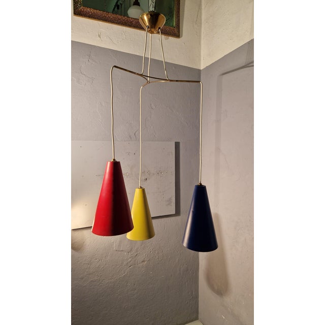 Mid-Century Modern Vintage Pendant Lamp in Brass from Stilnovo, 1950s For Sale - Image 3 of 11