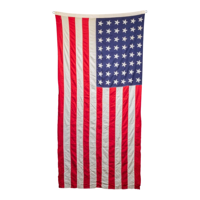Large Philadelphia q.m. Depot American Flag With 48 Stars c.1940-1950 For Sale