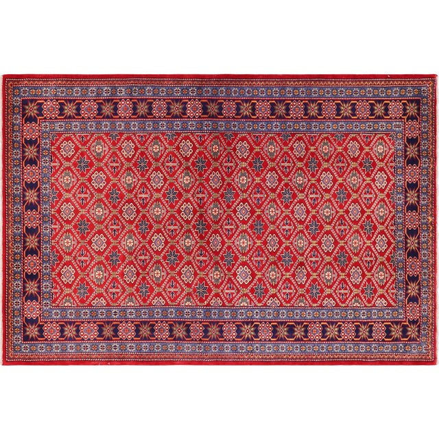 Rustic Shirwan Blue/Beige Wool Rug - 4'4''x5'11'' For Sale - Image 9 of 10