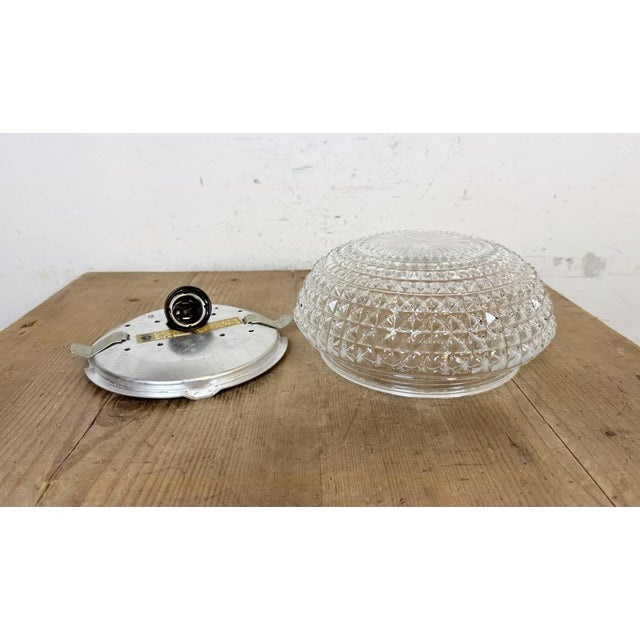 Silver Vintage Glass Ceiling Light, 1970s For Sale - Image 8 of 18