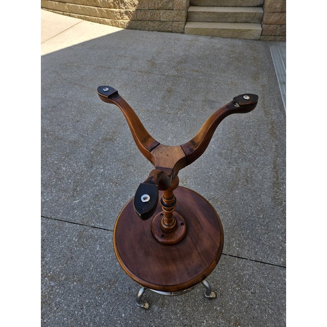 Brown Pine Shop Original Round Pedestal Side Table 18" Diameter For Sale - Image 8 of 12