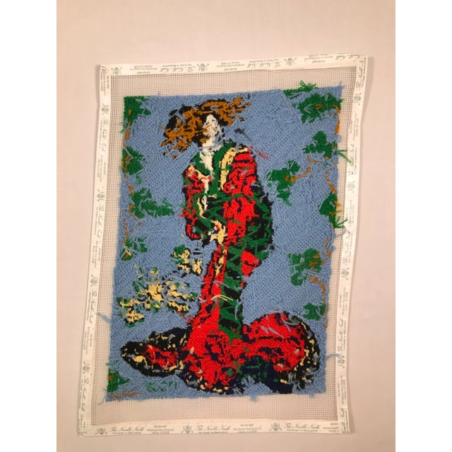 Hand-Stitched Needlepoint of Asian Ladies - a Pair For Sale - Image 4 of 8