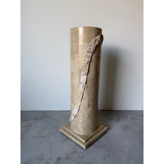 Vintage Maitland Smith Style Tessellated Stone Pedestal Column For Sale - Image 10 of 12