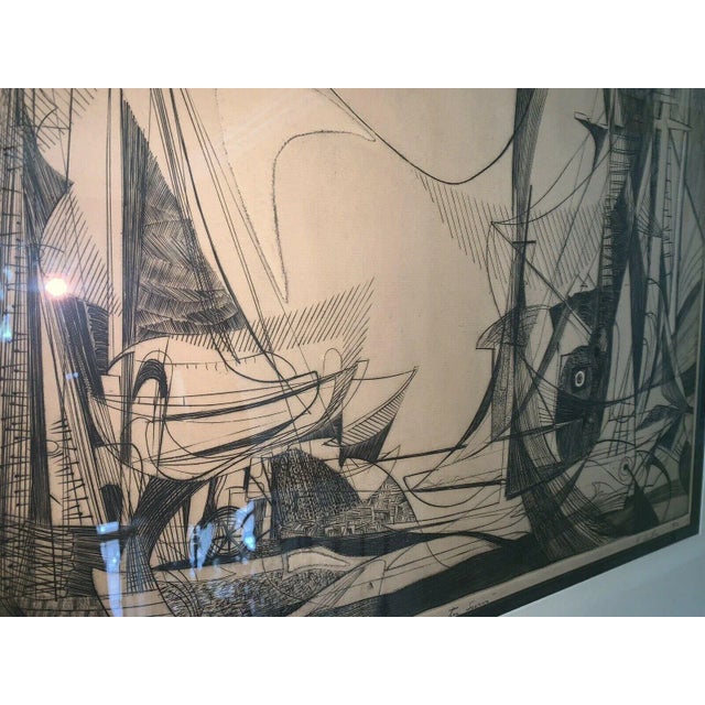 1952 Gerson Leiber "Gloucester Swing” 1-20 Etching Aquatint Framed, Signed For Sale - Image 9 of 13
