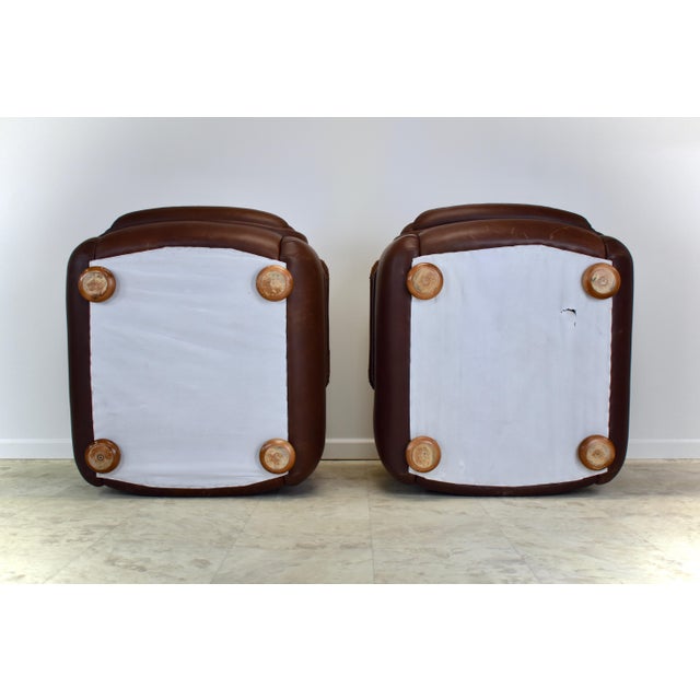 1970s Post Modern Italian Leather Lounge Chairs – A Pair For Sale - Image 12 of 12