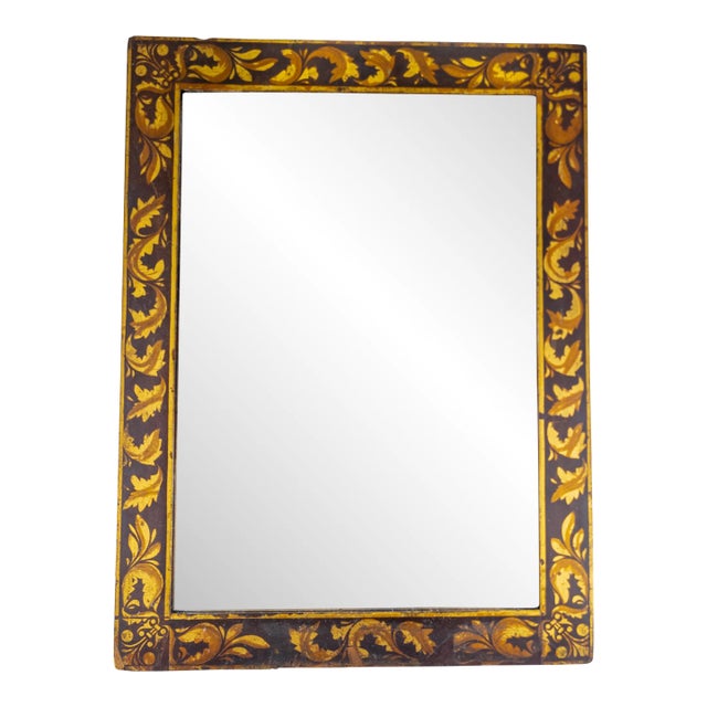 18th Century Italian or Spanish Baroque Walnut Mirror With Leaf Scroll Veneer For Sale