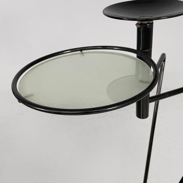 Italian Modern Coffee Table with Ashtray in Black Metal and Glass, 1980s For Sale - Image 9 of 18