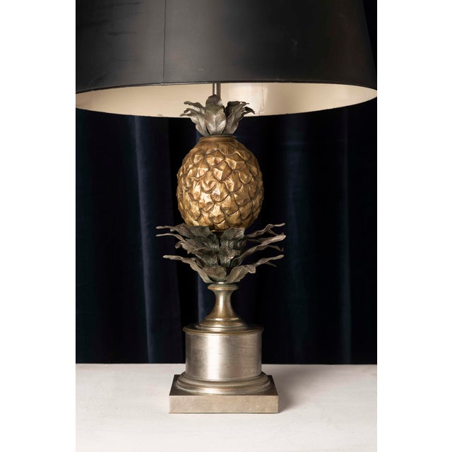 Gilt and Silver Bronze Pineapple Table Lamp attributed to Maison Charles, France, 1960s-1970s For Sale - Image 12 of 14