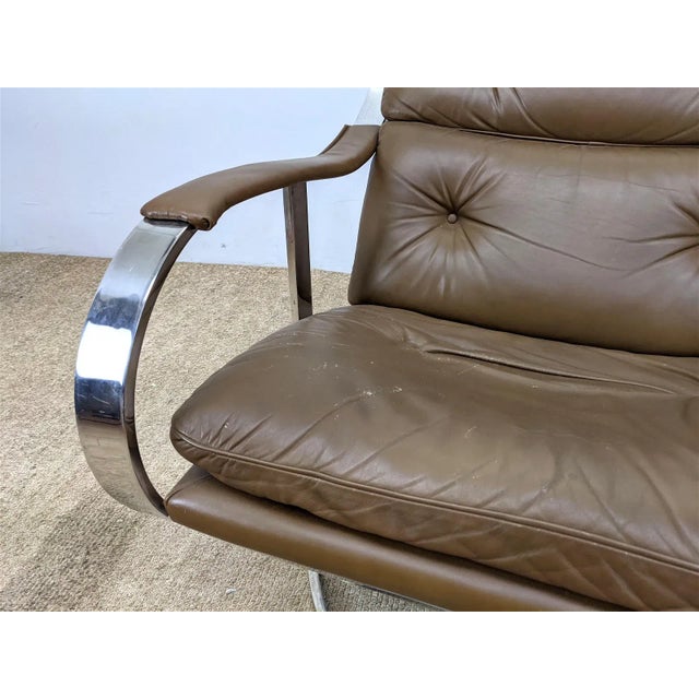 GARDNER LEAVER Steelcase Lounge Chair. Chromed steel and leather. Very heavy--