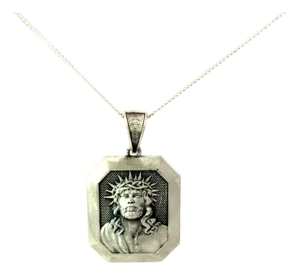 925 Sterling Silver Crown of Thorns Christ Head Charm Pendant