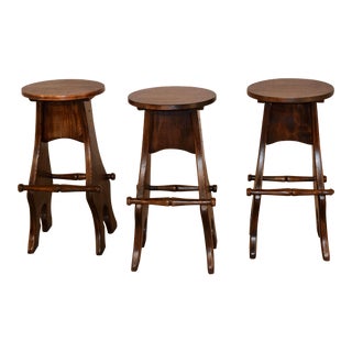 Set of Three English Barstools, Circa 1940 For Sale