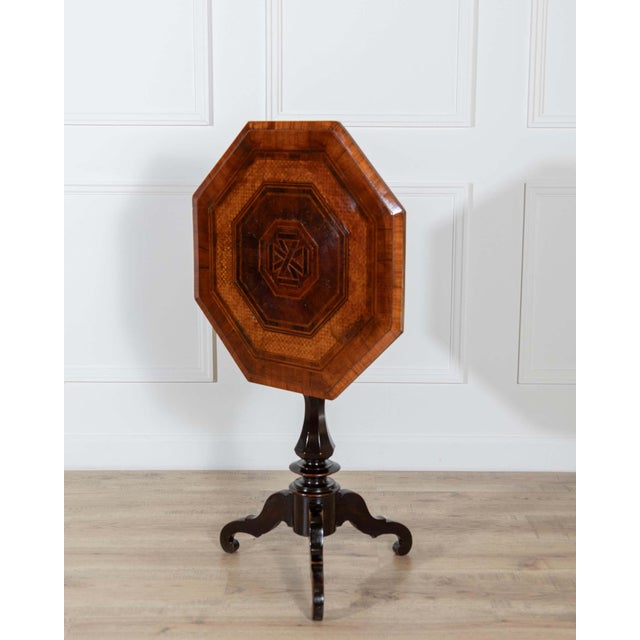 Empire Octagonal Sail Table in Walnut with Precious Wood Veneer, Milan, Early 19 For Sale In Atlanta - Image 6 of 8