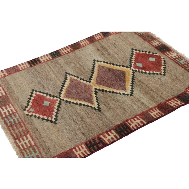 Rug & Kilim Vintage Gabbeh Persian Tribal Rug, Beige-Gray With DIamond Medallions - Rug & Kilim For Sale - Image 4 of 7