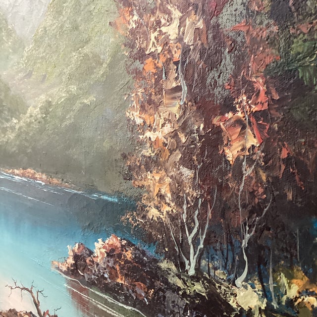 Mid 20th Century Painting on Canvas “Misty Mountain“ Signed Framed For Sale - Image 9 of 12