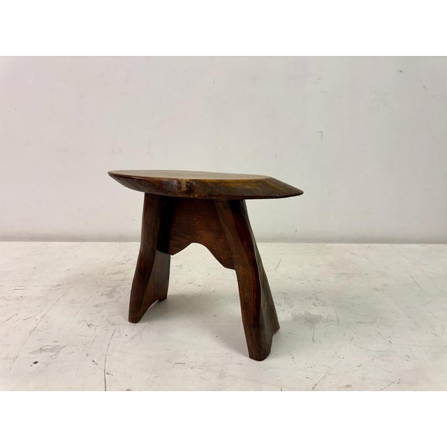 Mid-Century Rustic Wooden Slab Stool, 1960s For Sale - Image 12 of 14