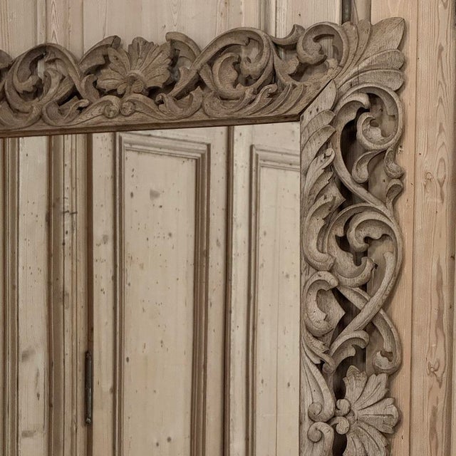 Antique French Louis XIV Baroque Stripped Hand-Carved Wood Mirror For Sale - Image 15 of 18