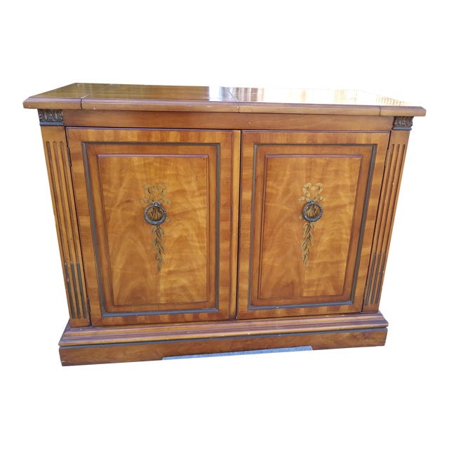 Art Deco Flame Mahogany Pop Up Bar Leaves Open Chairish