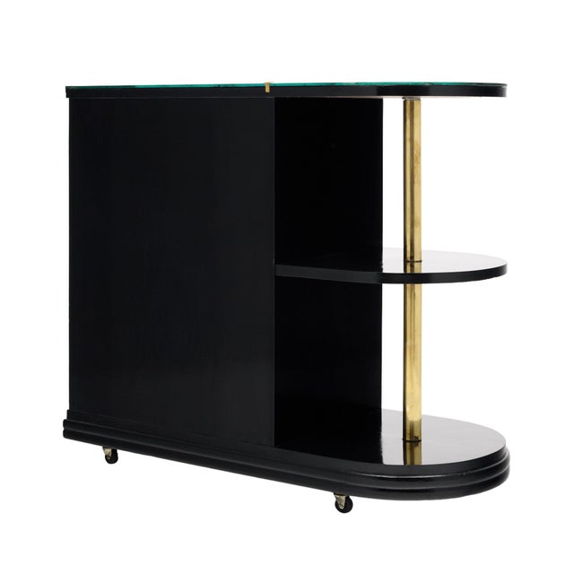 Black Art Deco Period French Ebonized Walnut Veneer Bar Cart For Sale - Image 8 of 9