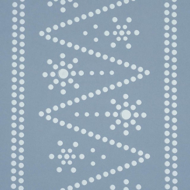 Traditional Schumacher The Pearlies Wallcovering In Soft Blue For Sale - Image 3 of 6