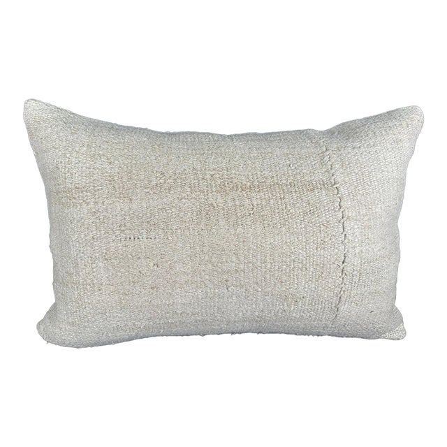 Turkish Hemp Pillow Cushion Natural Beige Pillow Cushion Cover 16" x 24" For Sale
