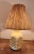 Mid-Century Modern Lattice Cutout Glow Lamps Grass Cloth Shade For Sale - Image 3 of 12