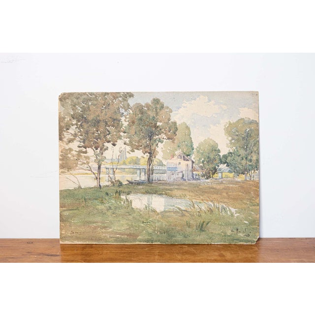 This 20th-century French watercolor, signed “E. HENARD,” is a stunning example of French landscape artistry. The piece is...