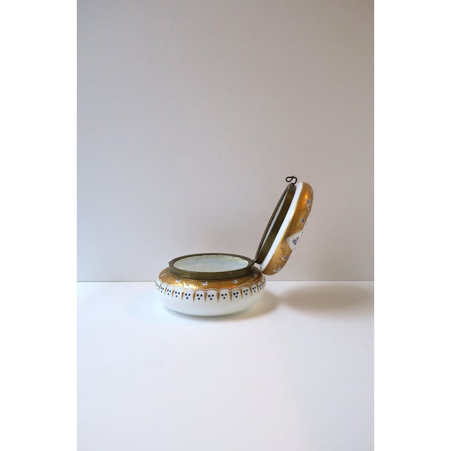 Antique Vanity Jewelry Box Bohemian Gold White Opaline Glass, Ca. Late 19th C For Sale - Image 11 of 15