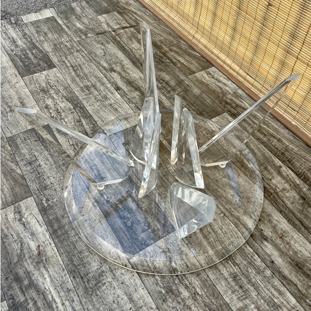 Hollywood Regency Stalagmitel Lucite Base With Glass Top Coffee Table. Circa 1970s For Sale - Image 12 of 18