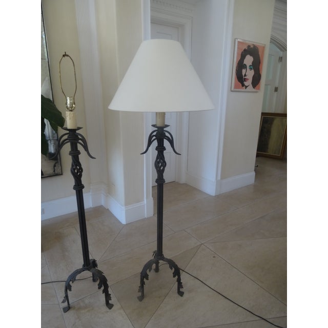 Metal Late 20th Century Paul Ferrante Style Hand Wrote Floor Lamps - a Pair For Sale - Image 7 of 9