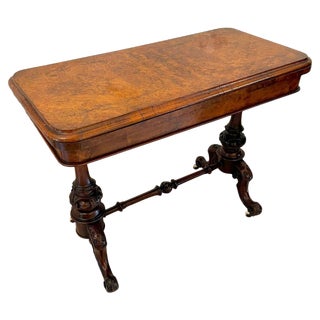 Antique Victorian Burr Walnut Card Table For Sale