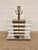 Claro Modern Lamp Acrylic and Nickel rectangular stacked pieces on rectangular base. Showroom floor sample.
