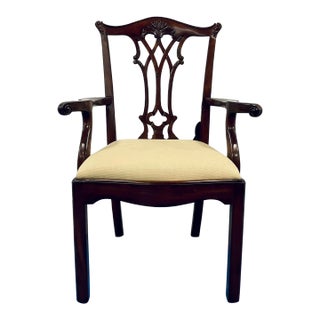 Maitland-Smith Mahogany Chippendale Side Dining Arm Chair For Sale