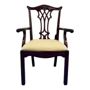 Maitland-Smith Mahogany Chippendale Side Dining Arm Chair