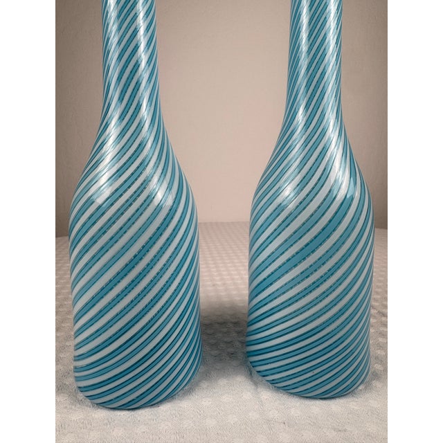 Art Deco Rare Pair of Fratelli Toso Murano Vintage Italian Glass Decanters For Sale - Image 3 of 10