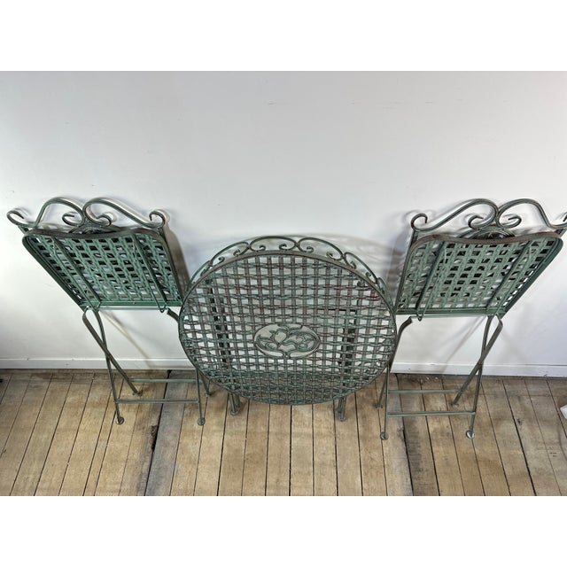 Folding Wrought Iron Garden Furniture Set, 1980s, Set of 3 For Sale - Image 6 of 9